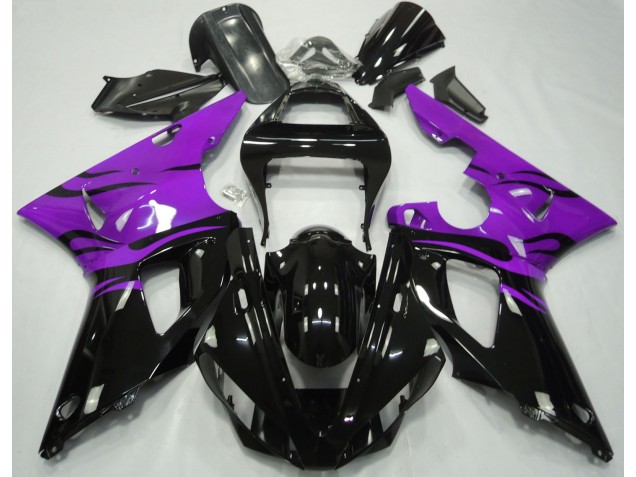 00-01 Noir Flamme & Violet R1 Carénage Moto 00-01 Noir Flamme & Violet R1 Carénage Moto