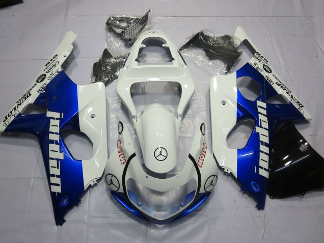 00-02 Jordan Blu E Bianco GSXR 1000 Carénage Moto 00-02 Jordan Blu E Bianco GSXR 1000 Carénage Moto