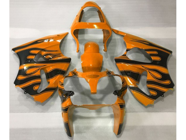 00-02 Orange & Noir Flamme ZX6R Carénage Moto 00-02 Orange & Noir Flamme ZX6R Carénage Moto