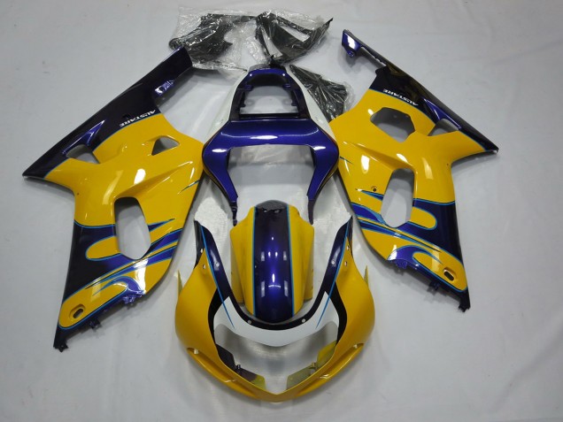 01-03 Jaune Bleu GSXR 600-750 Carénage Moto 01-03 Jaune Bleu GSXR 600-750 Carénage Moto