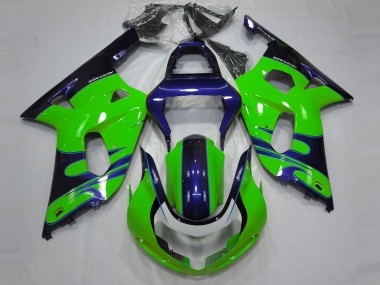 01-03 Vert Brillant & Bleu GSXR 600-750 Carénage Moto