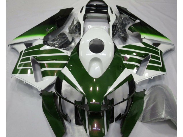 03-04 Blanc Brillant & Fondu Vert CBR600RR Carénage Moto 03-04 Blanc Brillant & Fondu Vert CBR600RR Carénage Moto