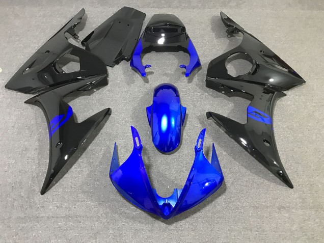 03-04 Noir & Bleu Brillant R6 Carénage Moto 03-04 Noir & Bleu Brillant R6 Carénage Moto