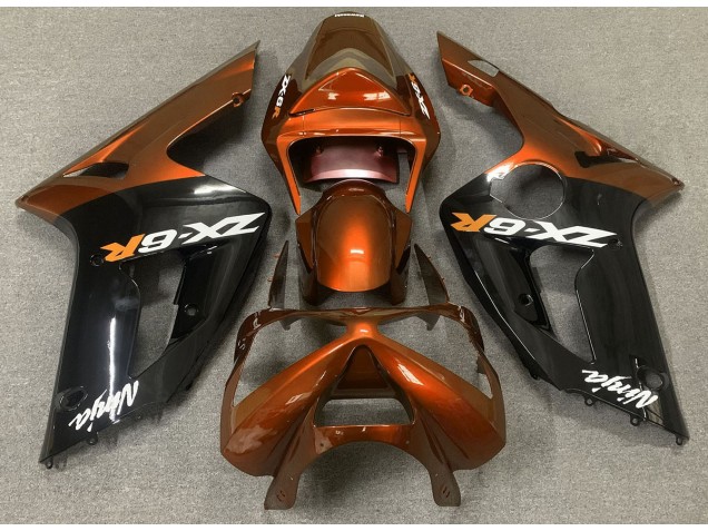 03-04 Orange Brillant & Noir ZX6R Carénage Moto 03-04 Orange Brillant & Noir ZX6R Carénage Moto