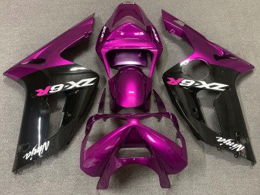 03-04 Rose Brillant & Noir ZX6R Carénage Moto