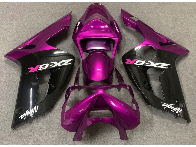 03-04 Rose Brillant & Noir ZX6R Carénage Moto 03-04 Rose Brillant & Noir ZX6R Carénage Moto