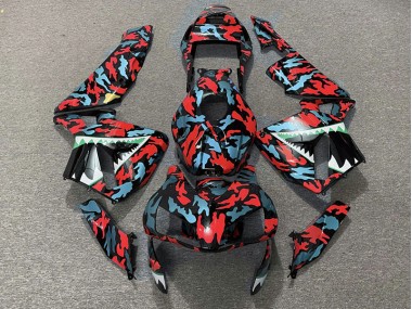 03-04 Rouge & Bleu Camo CBR600RR Carénage Moto