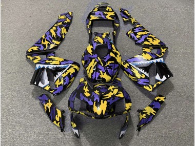 03-04 Violet & Jaune Camo CBR600RR Carénage Moto