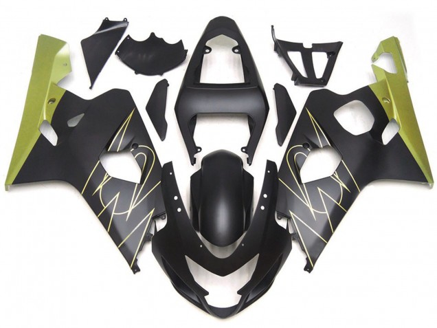 04-05 Noir Mat & Or Corona Personnalisé GSXR 600-750 Carénage Moto 04-05 Noir Mat & Or Corona Personnalisé GSXR 600-750 Carénage Moto