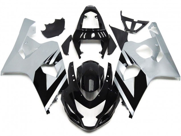 04-05 Style Argent & Noir Brillant OEM GSXR 600-750 Carénage Moto 04-05 Style Argent & Noir Brillant OEM GSXR 600-750 Carénage Moto