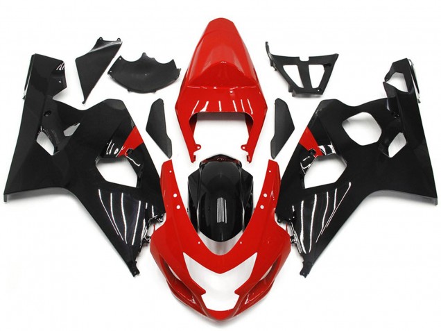 04-05 Style Rouge & Noir Brillant GSXR 600-750 Carénage Moto 04-05 Style Rouge & Noir Brillant GSXR 600-750 Carénage Moto