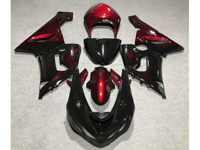 05-06 Noir Brillant & Rouge Profond ZX6R Carénage Moto 05-06 Noir Brillant & Rouge Profond ZX6R Carénage Moto