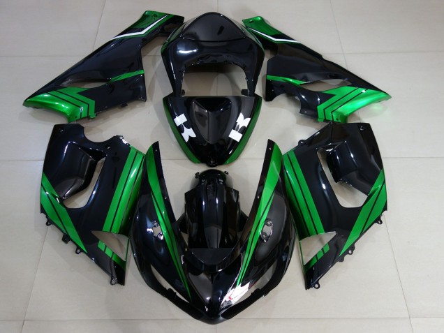 05-06 Noir Brillant & Vert Électrique ZX6R Carénage Moto 05-06 Noir Brillant & Vert Électrique ZX6R Carénage Moto