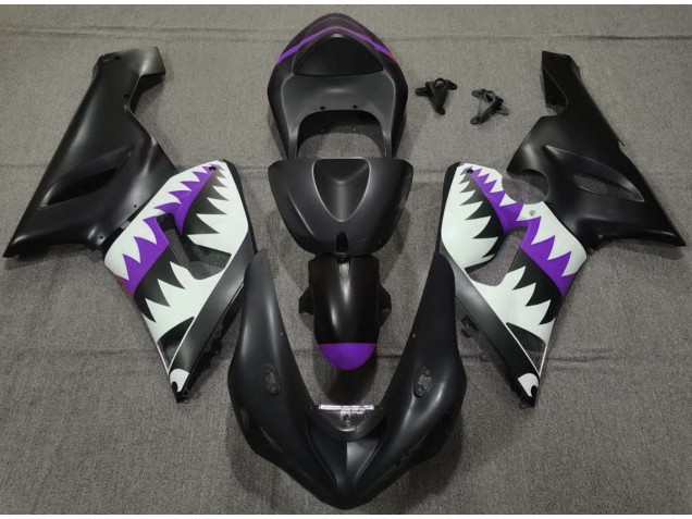 05-06 Requin Noir Mat & Violet ZX6R Carénage Moto 05-06 Requin Noir Mat & Violet ZX6R Carénage Moto