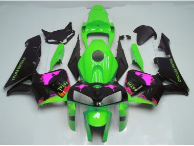 05-06 Éclaboussures Roses Sur Vert CBR600RR Carénage Moto