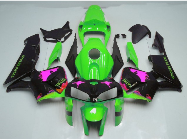 05-06 Éclaboussures Roses Sur Vert CBR600RR Carénage Moto 05-06 Éclaboussures Roses Sur Vert CBR600RR Carénage Moto