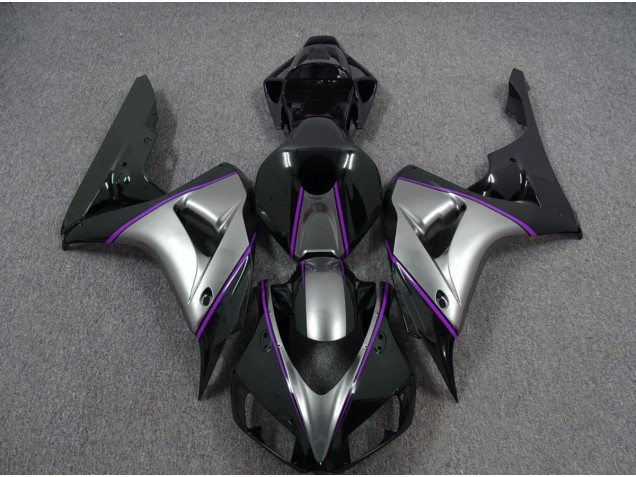 06-07 Argent Avec Rayures Violettes Foncées CBR1000RR Carénage Moto 06-07 Argent Avec Rayures Violettes Foncées CBR1000RR Carénage Moto