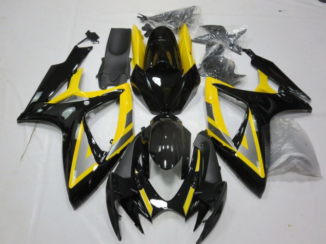 06-07 Argent & Noir Jaune GSXR 600-750 Carénage Moto 06-07 Argent & Noir Jaune GSXR 600-750 Carénage Moto