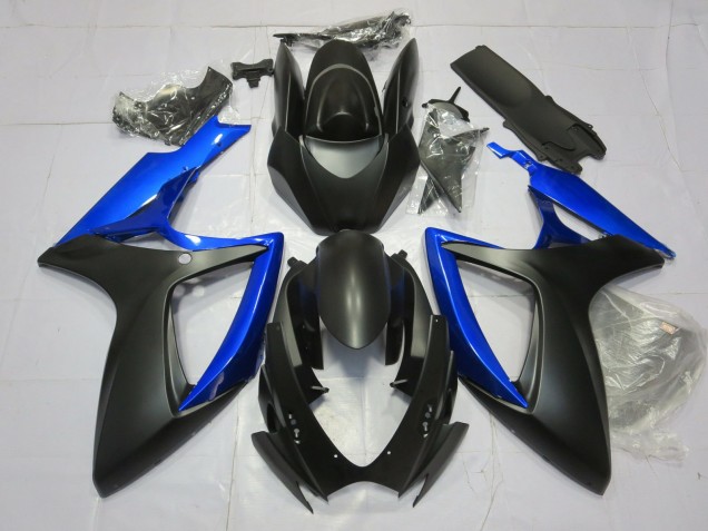 06-07 Bleu Brillant & Noir Mat GSXR 600-750 Carénage Moto 06-07 Bleu Brillant & Noir Mat GSXR 600-750 Carénage Moto