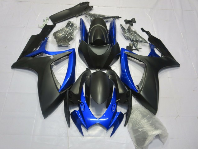 06-07 Noir Mat Bleu Brillant GSXR 600-750 Carénage Moto 06-07 Noir Mat Bleu Brillant GSXR 600-750 Carénage Moto