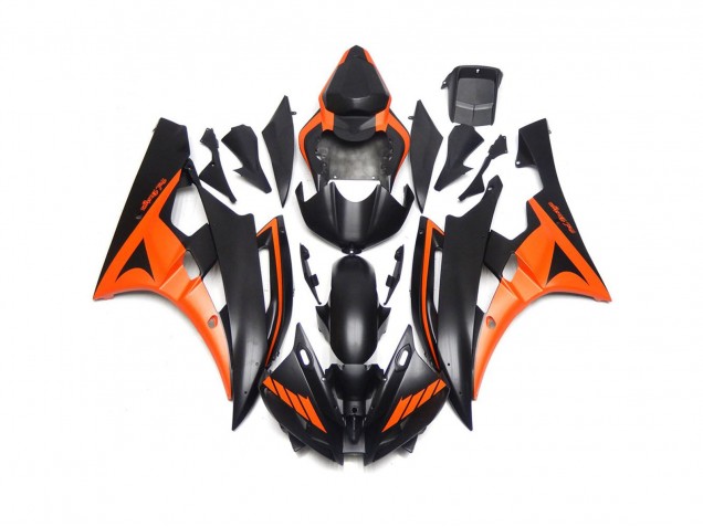 06-07 Noir Mat & Orange Personnalisés R6 Carénage Moto 06-07 Noir Mat & Orange Personnalisés R6 Carénage Moto