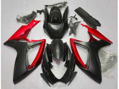 06-07 Noir Mat & Rouge GSXR 600-750 Carénage Moto