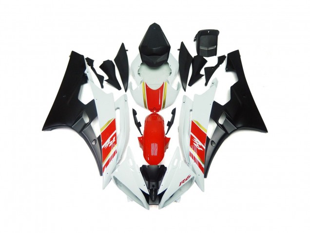 06-07 Noir Mat & Rouge Personnalisés Avec Blanc R6 Carénage Moto 06-07 Noir Mat & Rouge Personnalisés Avec Blanc R6 Carénage Moto