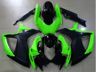 06-07 Noir Mat & Vert GSXR 600-750 Carénage Moto