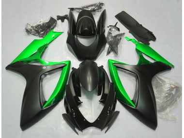 06-07 Noir Mat & Vert GSXR 600-750 Carénage Moto