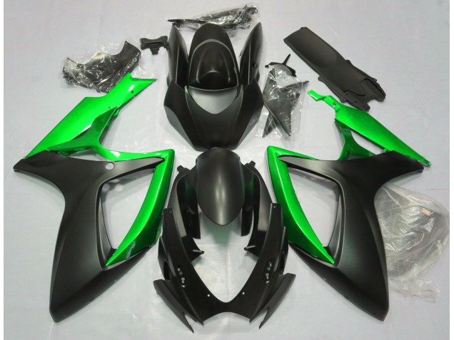 06-07 Noir Mat & Vert GSXR 600-750 Carénage Moto 06-07 Noir Mat & Vert GSXR 600-750 Carénage Moto