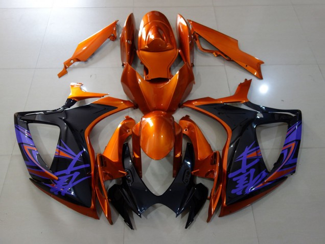 06-07 Orange Vif & Noir Brillant GSXR 600-750 Carénage Moto 06-07 Orange Vif & Noir Brillant GSXR 600-750 Carénage Moto