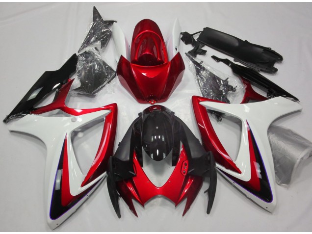 06-07 Rouge & Blanc Débadgé GSXR 600-750 Carénage Moto 06-07 Rouge & Blanc Débadgé GSXR 600-750 Carénage Moto