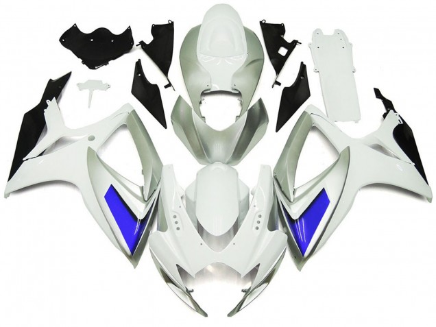 06-07 Style Argenté Blanc & Bleu Brillant GSXR 600-750 Carénage Moto 06-07 Style Argenté Blanc & Bleu Brillant GSXR 600-750 Carénage Moto