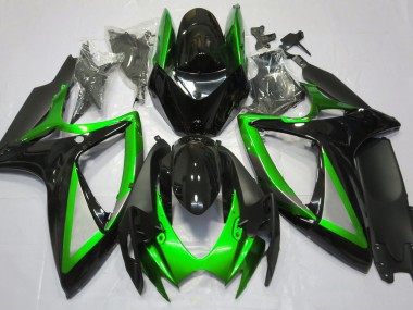 06-07 Vert Brillant & Noir GSXR 600-750 Carénage Moto