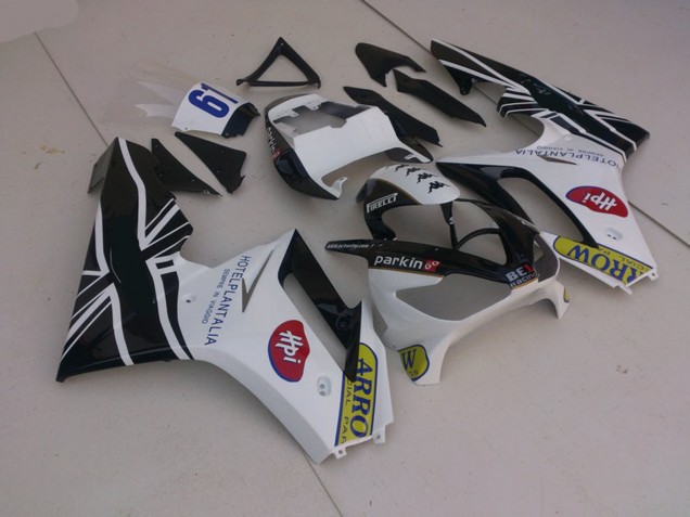 06-08 Blanc & Noir Avec Drapeau Daytona 675 Carénage Moto 06-08 Blanc & Noir Avec Drapeau Daytona 675 Carénage Moto