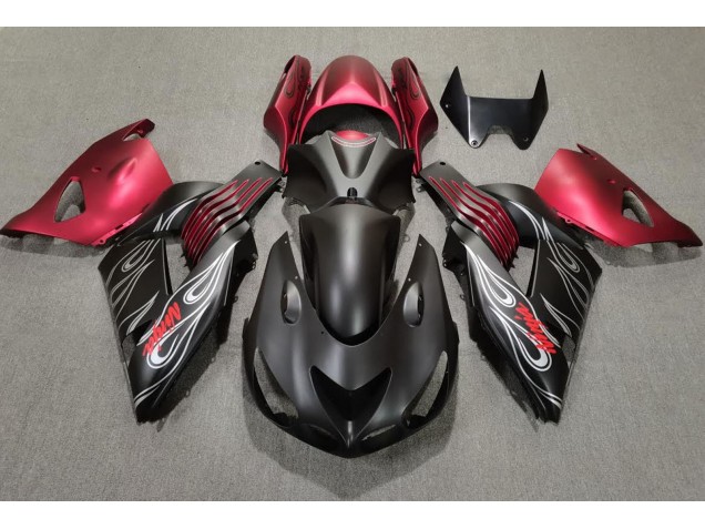 06-11 Noir Mat & Rouge ZX14R Carénage Moto 06-11 Noir Mat & Rouge ZX14R Carénage Moto