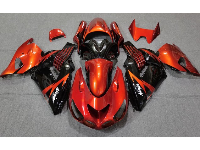 06-11 Orange Brûlé Noir ZX14R Carénage Moto 06-11 Orange Brûlé Noir ZX14R Carénage Moto