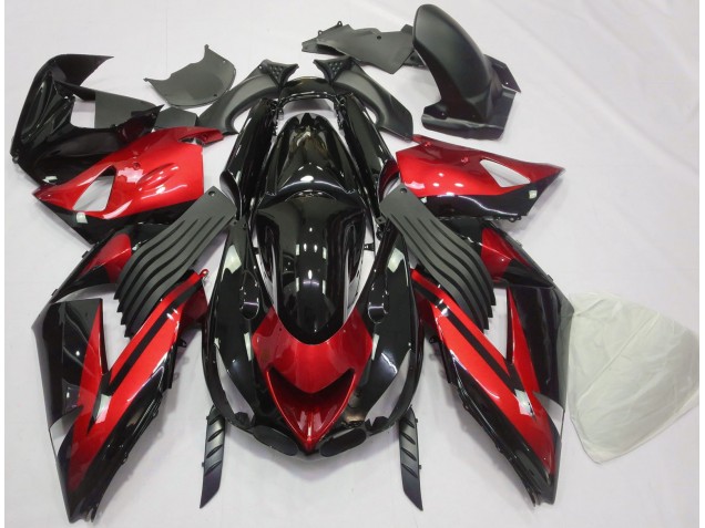 06-11 Rouge Brillant & Noir Uni ZX14R Carénage Moto 06-11 Rouge Brillant & Noir Uni ZX14R Carénage Moto