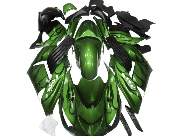 06-11 Vert Brillant & Flamme ZX14R Carénage Moto 06-11 Vert Brillant & Flamme ZX14R Carénage Moto