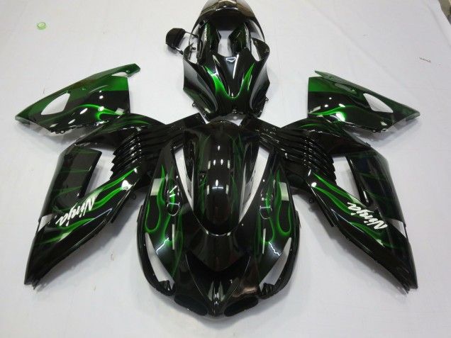 06-11 Vert Flamme ZX14R Carénage Moto 06-11 Vert Flamme ZX14R Carénage Moto