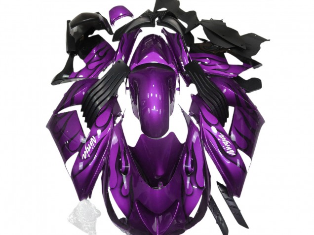 06-11 Violet Brillant & Flamme ZX14R Carénage Moto 06-11 Violet Brillant & Flamme ZX14R Carénage Moto