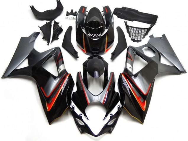 07-08 Argent & Noir Avec Rouge GSXR 1000 Carénage Moto 07-08 Argent & Noir Avec Rouge GSXR 1000 Carénage Moto