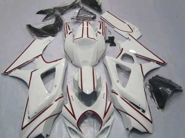 07-08 Blanc Avec Rayures Rouges GSXR 1000 Carénage Moto