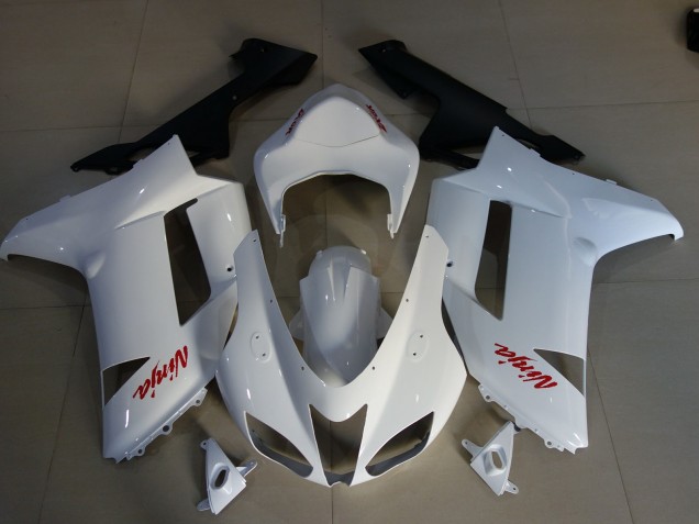 07-08 Logos Blanc Brillant & Rouge ZX6R Carénage Moto 07-08 Logos Blanc Brillant & Rouge ZX6R Carénage Moto
