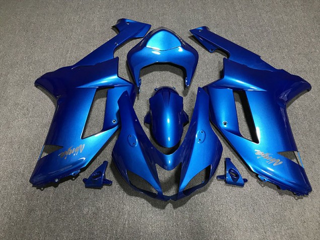 07-08 Logos Bleu Brillant & Chromés ZX6R Carénage Moto 07-08 Logos Bleu Brillant & Chromés ZX6R Carénage Moto