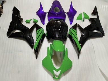 07-08 Noir Brillant Accents Verts & Violets CBR600RR Carénage Moto