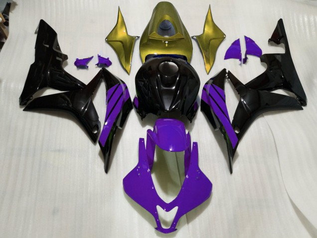07-08 Noir Brillant Accents Violets & Dorés CBR600RR Carénage Moto 07-08 Noir Brillant Accents Violets & Dorés CBR600RR Carénage Moto