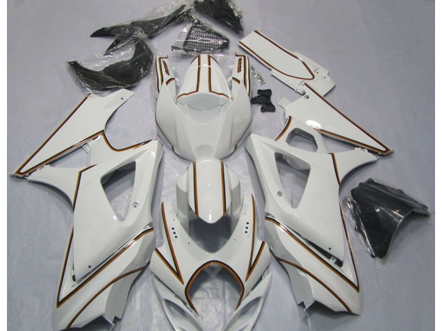 07-08 Rayure Épingle Orange Blanc Brillant GSXR 1000 Carénage Moto 07-08 Rayure Épingle Orange Blanc Brillant GSXR 1000 Carénage Moto