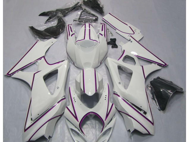 07-08 Rayure Épingle Rose Blanc Brillant GSXR 1000 Carénage Moto 07-08 Rayure Épingle Rose Blanc Brillant GSXR 1000 Carénage Moto