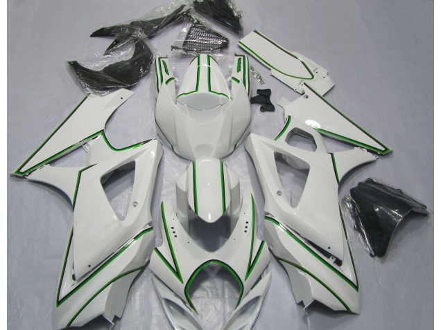 07-08 Rayure Épingle Verte Blanc Brillant GSXR 1000 Carénage Moto 07-08 Rayure Épingle Verte Blanc Brillant GSXR 1000 Carénage Moto